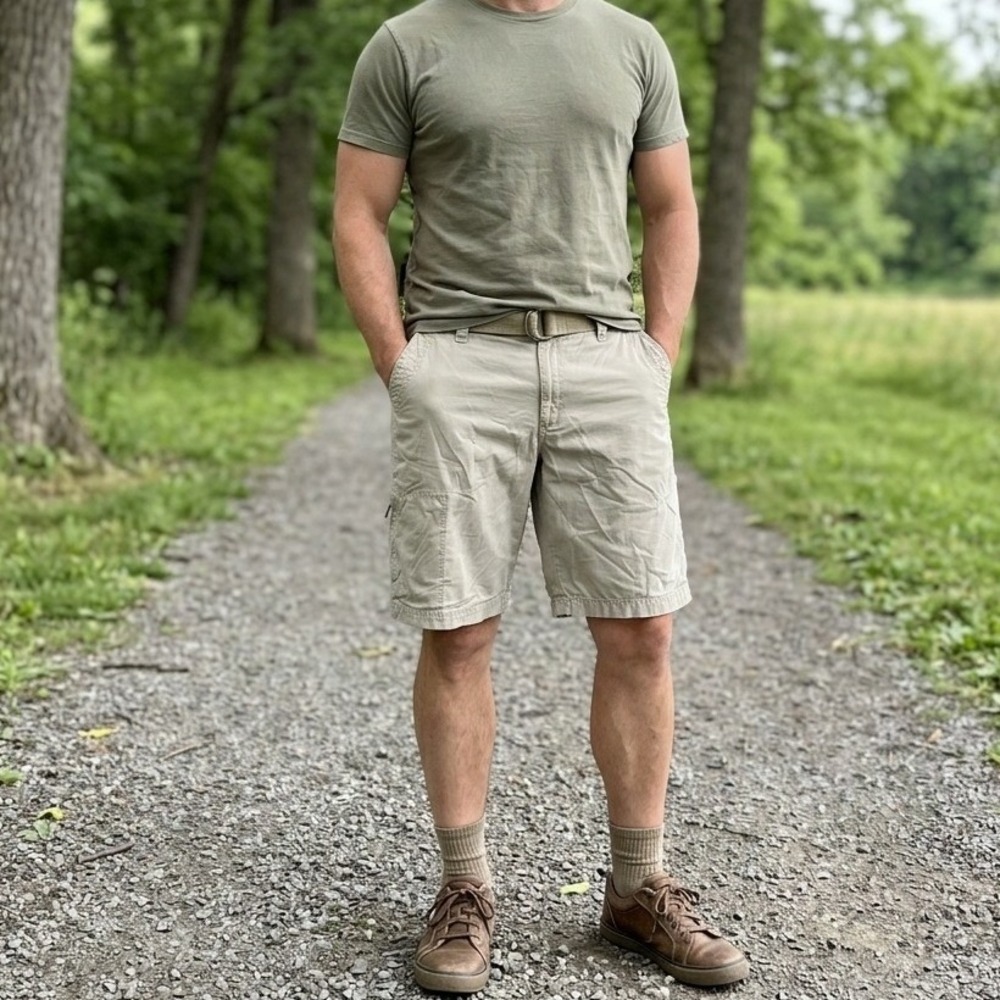 Columbia Mens Khaki Cotton Canvas Cargo Shorts Size 36 AM4080 Tan Hiking Outdoor